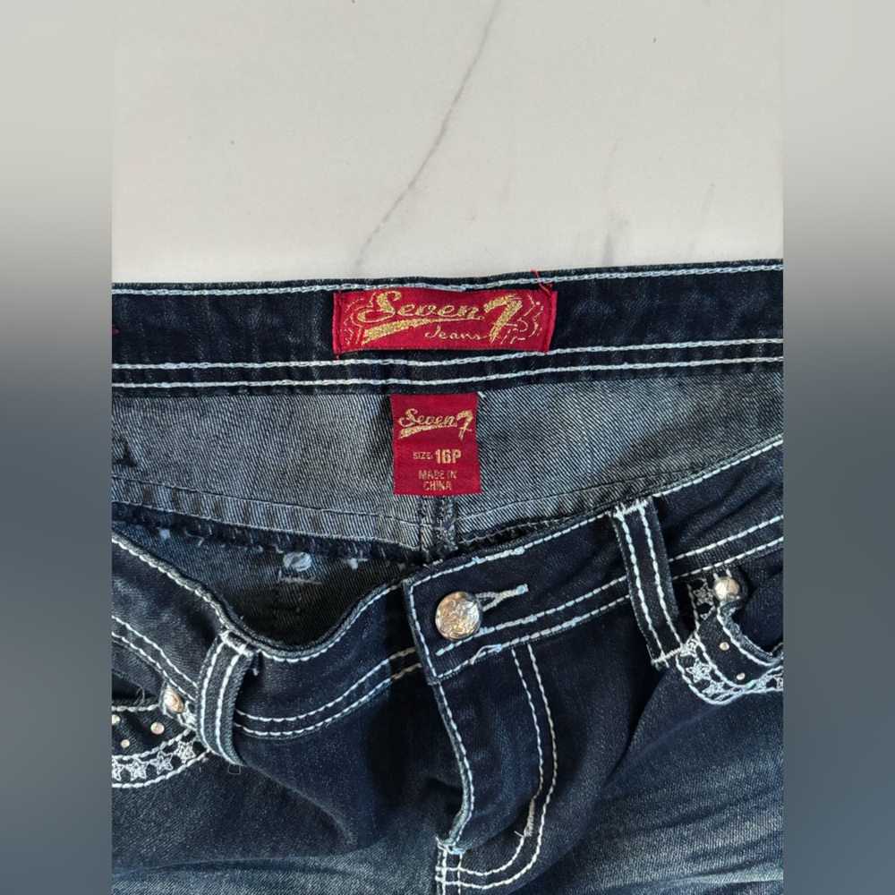 Seven7 Women's Dark Blue Straight Leg Jeans - Picture 4 of 14